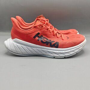 Hoka One One Carbon X 2 Sneakers Women 9.5B Running Shoes Red Orange Trainers